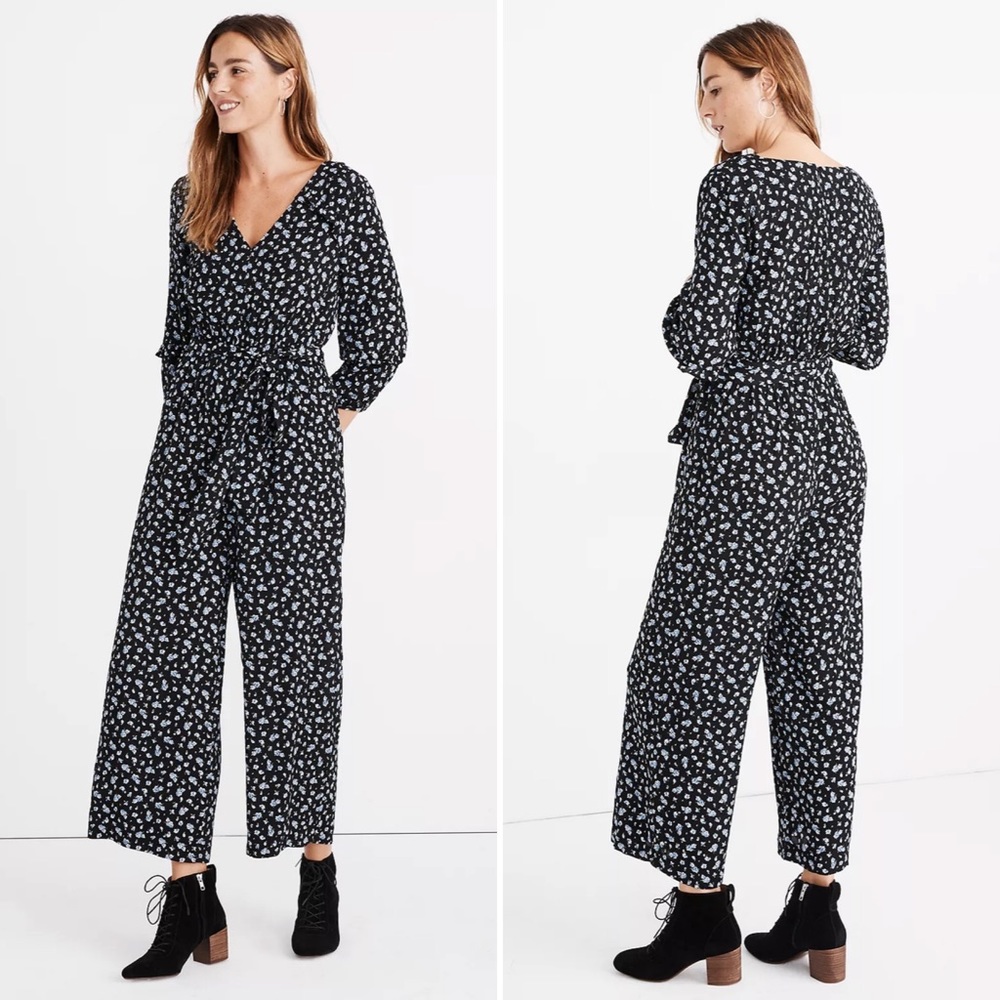 Madewell Ruffle Sleeve Floral Print Jumpsuit
